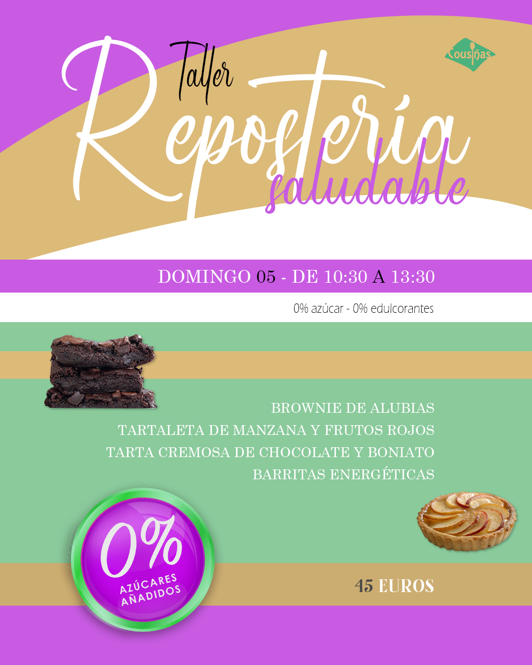 Taller de repostería sin azúcar en Pontevedra