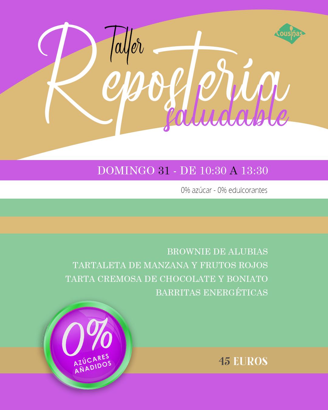 Taller de repostería sin azúcar en Pontevedra